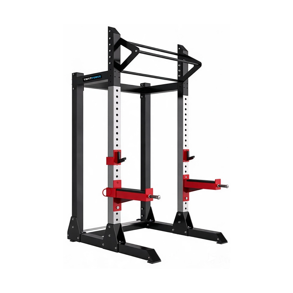 Rack de Agachamento com Barra Fixa Profissional TM102 para treinos de agachamento, supino e força em academia.