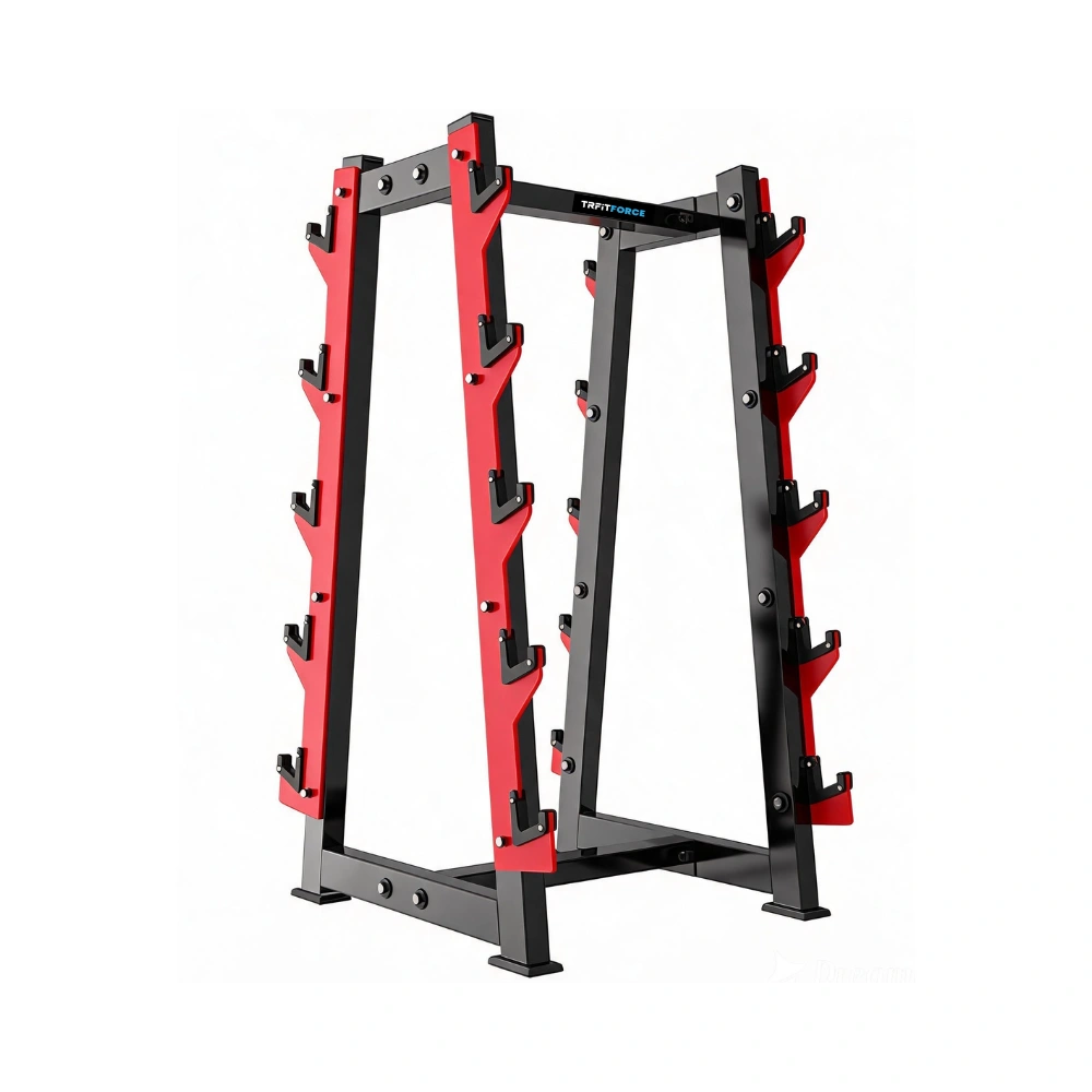 Suporte para Barras Olímpicas Profissional TM96 para organização de barras de musculação em academia.
