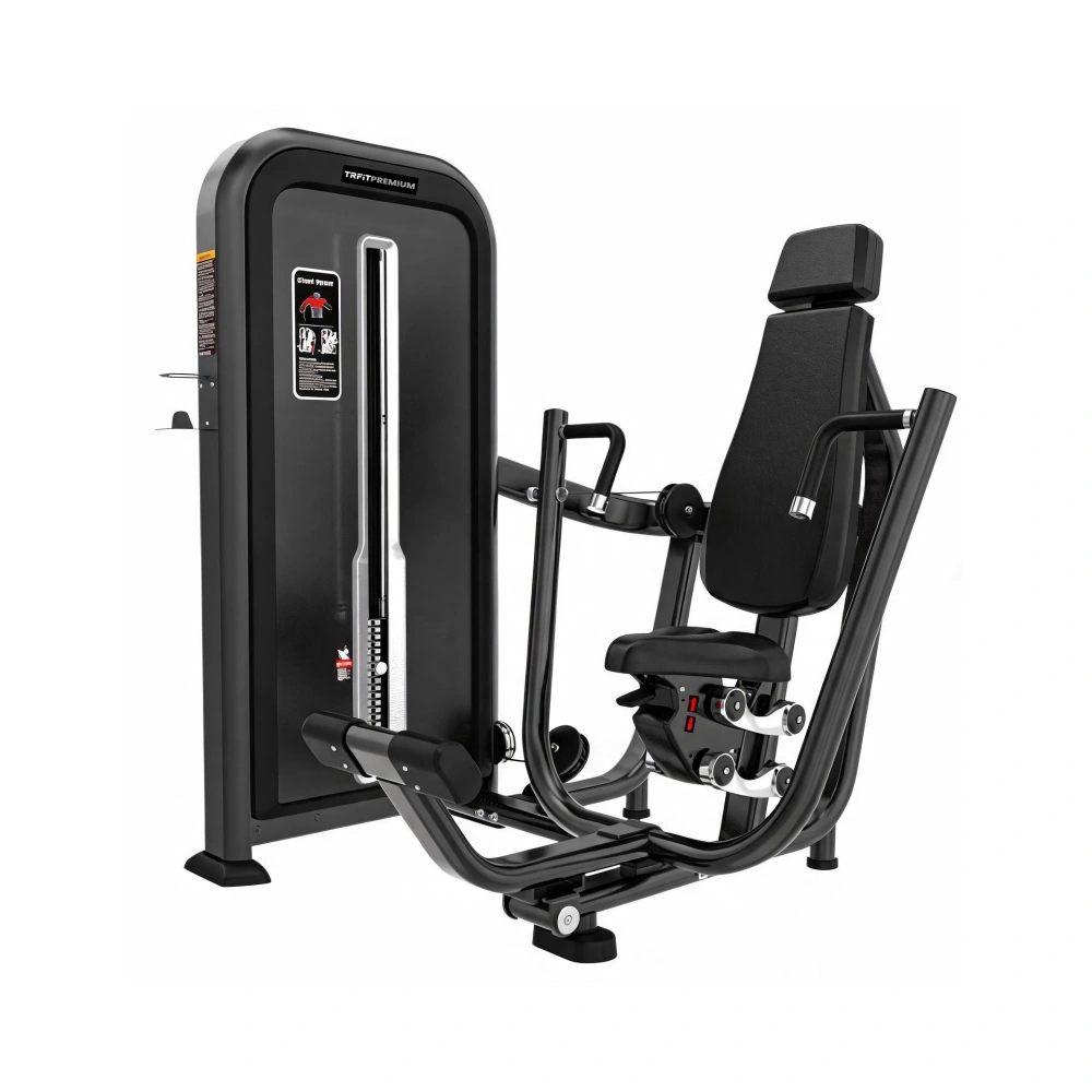Máquina de supino profissional para academia, equipamento de musculação para treino de peitoral, ombros e tríceps.